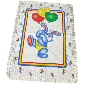 Vintage That's Our Baby Princess Fabrics Crib Comforter Lovey 42 x 35 Satin Trim